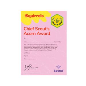 Squirrels Chief Scout Acorn Award Certificate (Individual)